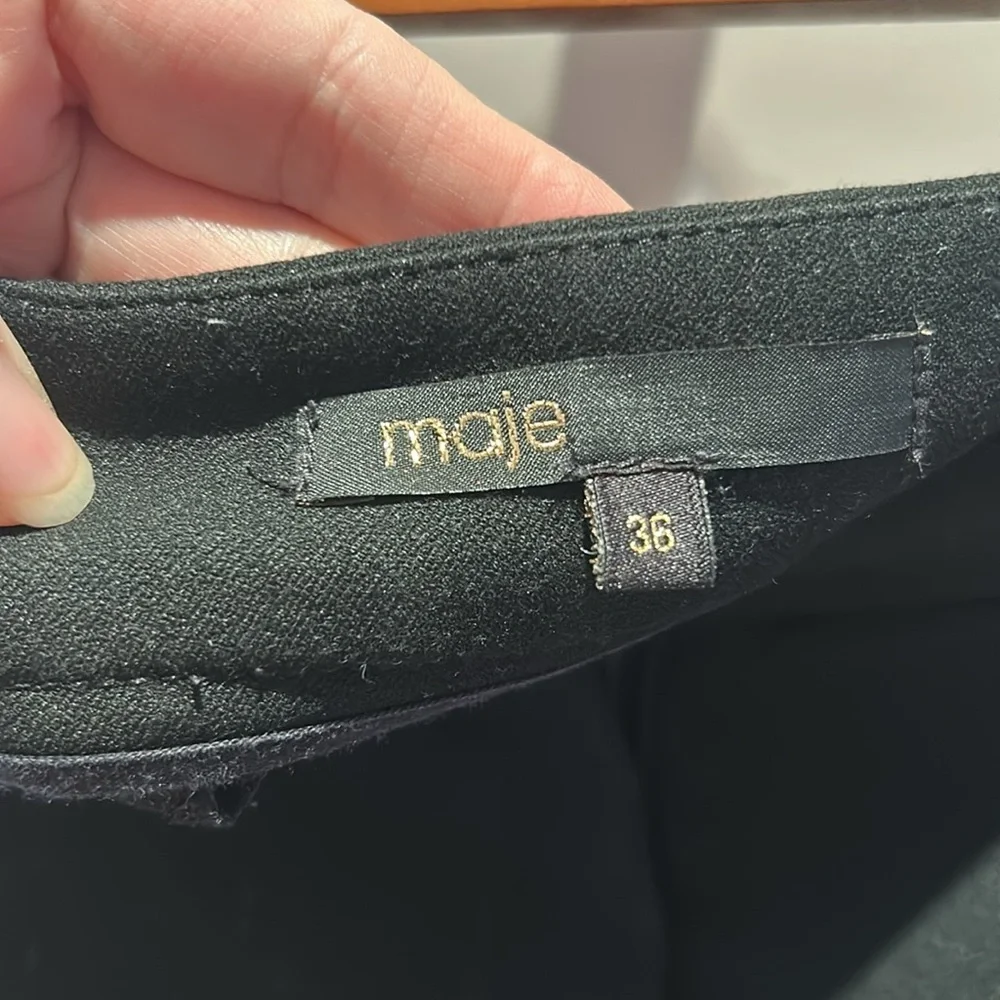 MAJE black zip fly pants slim pants 26 made in Bulgaria